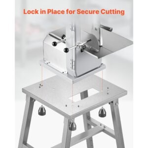 electric meat bandsaw stand, floor stand with adjustable height, stable h shaped frame, anti slip foot pads, for our bone saw machine, compatible with models bs 130 & bs 250