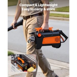electric pressure washer, 1958 max psi 2.5 max gpm, portable power washer with 4 nozzles, metal extension wand, commercial grade 5 piston plunger pump, high pressure for cars,driveways,patios