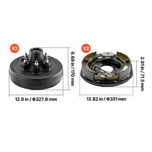electric trailer brake assembly, 12 x 2 inch, 1 pair self adjusting electric brakes kit for 6000 lbs trailer axle, backing plates for braking system part replacement, fit for trailers, rvs