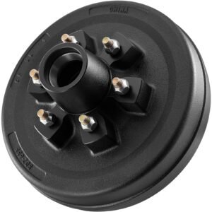 electric trailer brake assembly, 12 x 2 inch, 1 pair self adjusting electric brakes kit for 6000 lbs trailer axle, backing plates for braking system part replacement, fit for trailers, rvs