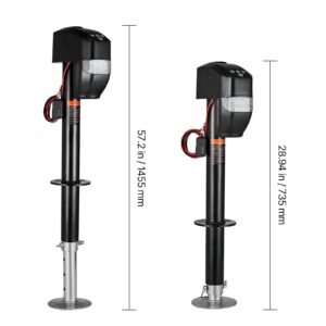 electric trailer jack, 5000 lbs, heavy duty rv electric power tongue jack with 2 way connector, remote control, crank handle & weatherproof jack cover, 10" 28.3" lift, for trailers & campers