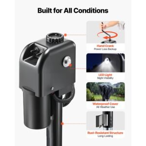 electric trailer jack, 7500 lbs capacity, electric power tongue jack with waterproof protective cover & led light for travel trailer, camper, rv, 9.84 27.84 in lift, 12v dc with wiring, black