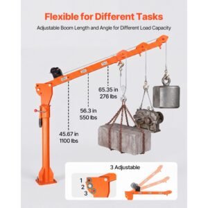 electric truck crane, 1100 lbs pickup truck crane with 12v 3000 lbs electric winch, 360° rotating telescopic boom, premium galvanized steel, foldable pickup bed jib for machine lumber lifting
