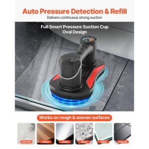 electric vacuum suction cup, 375 lbs max lifting capacity, vacuum glass lifter with digital display, heavy duty tile suction cup tool for lifting tile, granite, wood, paver, drywall, windows