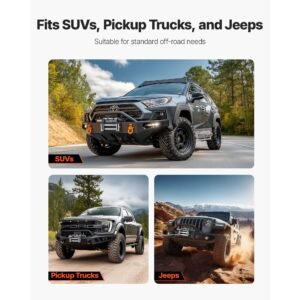 electric winch, 12000 lbs load capacity, 12v dc truck winch with Φ0.36 in x 80 ft steel rope, wireless & wired remote control, ip55 waterproof for towing suv jeep trailer boat off road vehicle