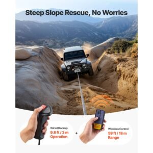 electric winch, 12000 lbs load capacity, 12v dc truck winch with Φ7/20 in x 85 ft steel rope, wireless & wired remote control, suitable for towing suv jeep trailer boat off road vehicle