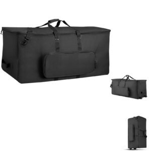 Electronic Drum Kit Bag, 600D, Padded Drum Bag with Wheels, Large 36.2 x 16.5 x 16.1 in Interior, Lightweight Travel Case with Detachable Dividers, Multiple Pockets, for Electric Drums, Black