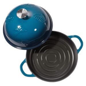 Enameled Cast Iron Dutch Oven, 5 Quart Pot for Sourdough Bread Baking, Heavy-Duty Cookware Pan with Lid and Dual Handles, Oven Induction Compatible up to 500Fahrenheit, for Cooking Roasting