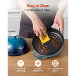 enameled cast iron dutch oven, 5 quart pot for sourdough bread baking, heavy duty cookware pan with lid and dual handles, oven induction compatible up to 500fahrenheit, for cooking roasting