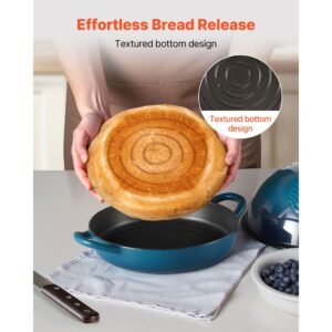 enameled cast iron dutch oven, 5 quart pot for sourdough bread baking, heavy duty cookware pan with lid and dual handles, oven induction compatible up to 500fahrenheit, for cooking roasting