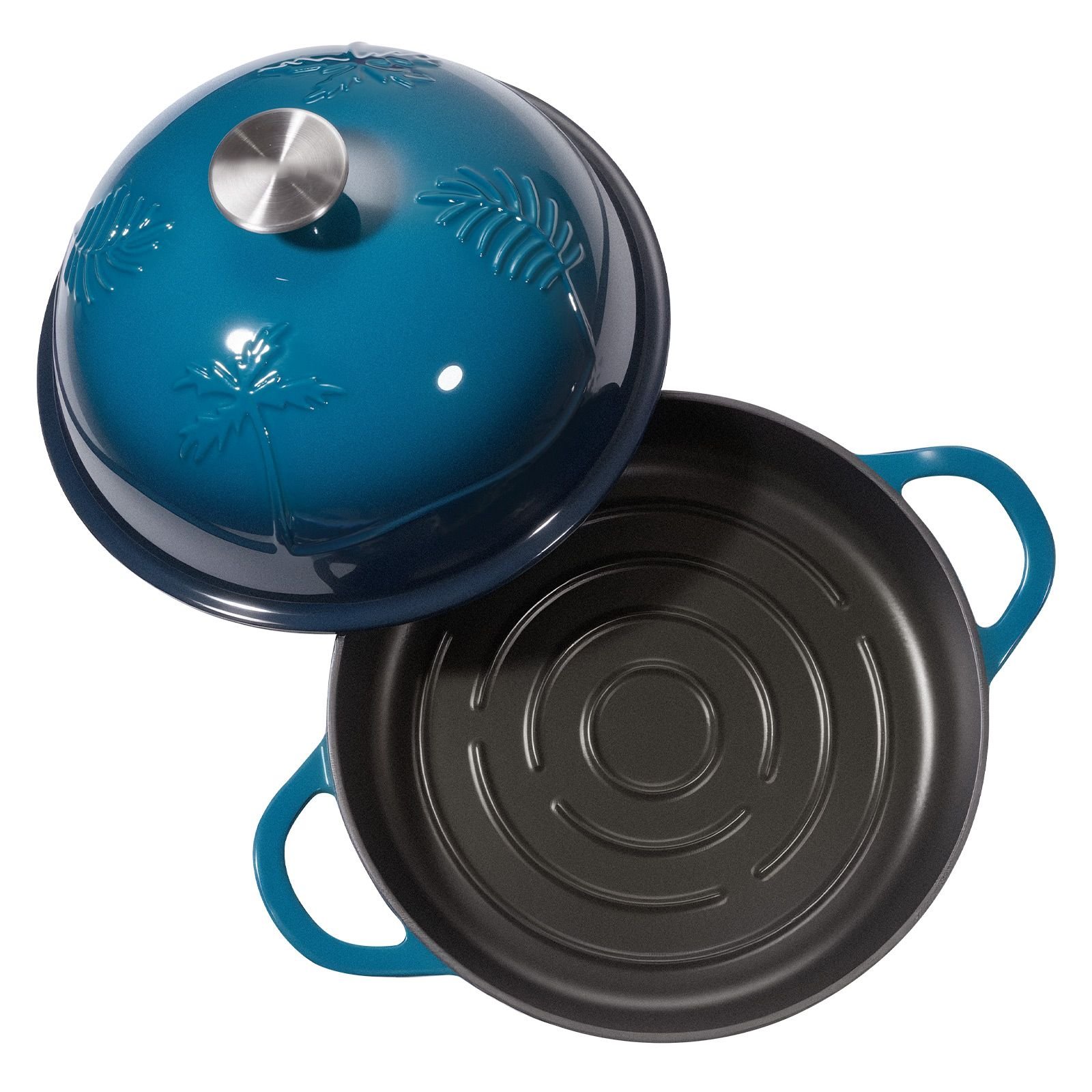 enameled cast iron dutch oven, 5 quart pot for sourdough bread baking, heavy duty cookware pan with lid and dual handles, oven induction compatible up to 500fahrenheit, for cooking roasting