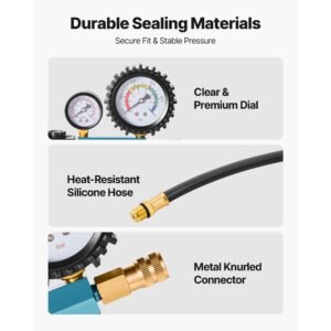 engine cylinder compression tester kit, 0 700 psi pressure gauge & 0 100 psi leak gauge, automotive leak down tester kit with 4 adapters, pressure check & leakage rate test on cars, motorcycles