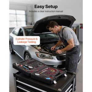 engine cylinder compression tester kit, 0 700 psi pressure gauge & 0 100 psi leak gauge, automotive leak down tester kit with 4 adapters, pressure check & leakage rate test on cars, motorcycles