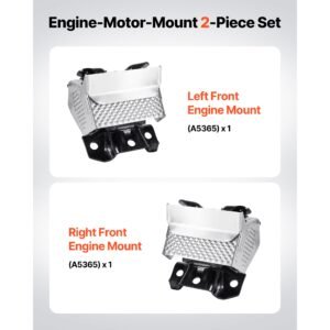 engine motor mount kit replacement, set of 2, compatible with 2007–2013 chevrolet silverado 1500 5.3l v8, replace oe# a5365, a5365, secure support, left and right front mounts