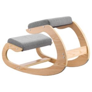 Ergonomic Kneeling Chair, Wooden Posture Knee Chair with Thick Foam Cushions and Solid Wood Frame, Adjustable Height, Natural Relief for Neck or Back Pain for Home, Office or Meditation, Gray