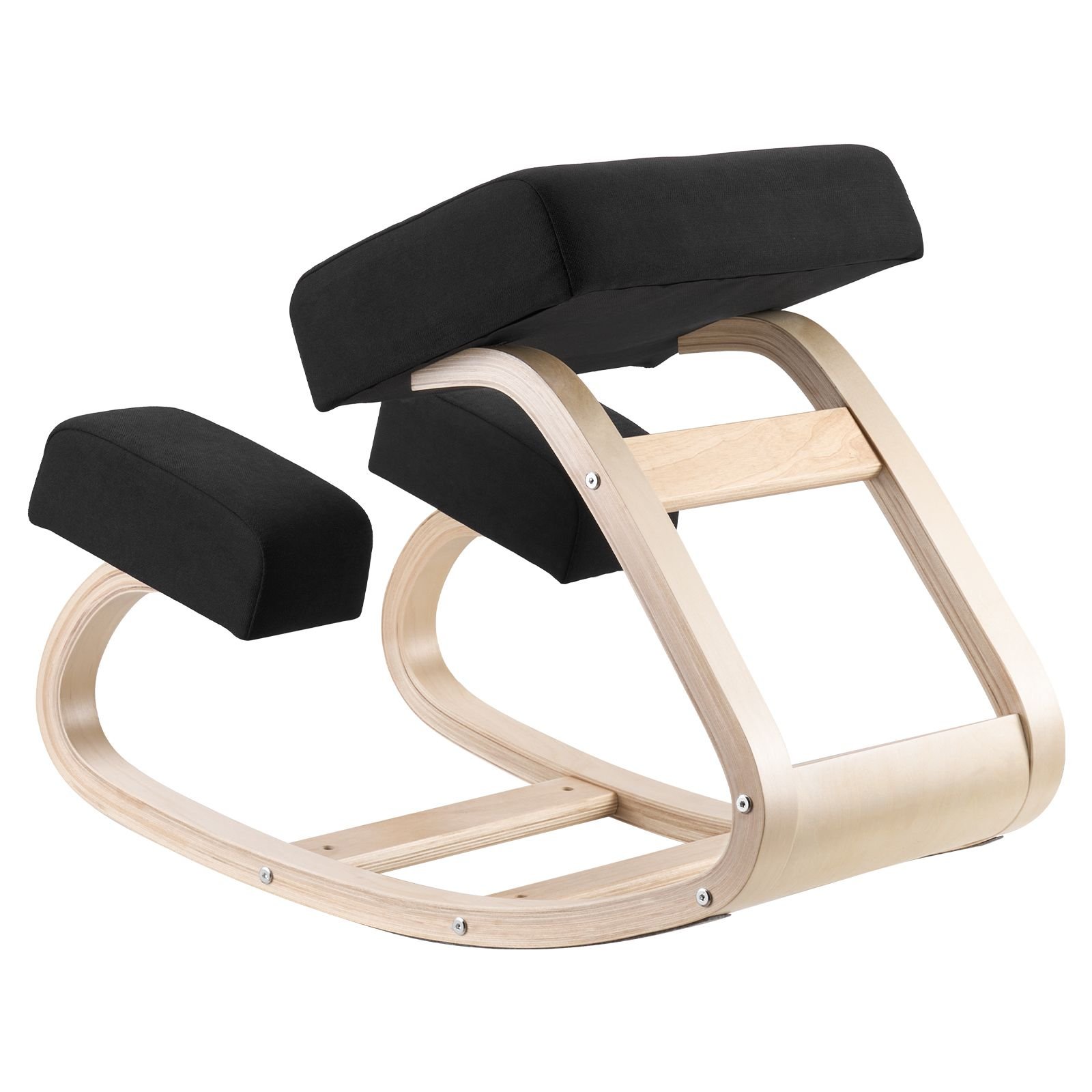 ergonomic kneeling chair, wooden posture knee chair with thick foam cushions and solid wood frame, adjustable height, natural relief for neck or back pain, ideal for home, office or meditation