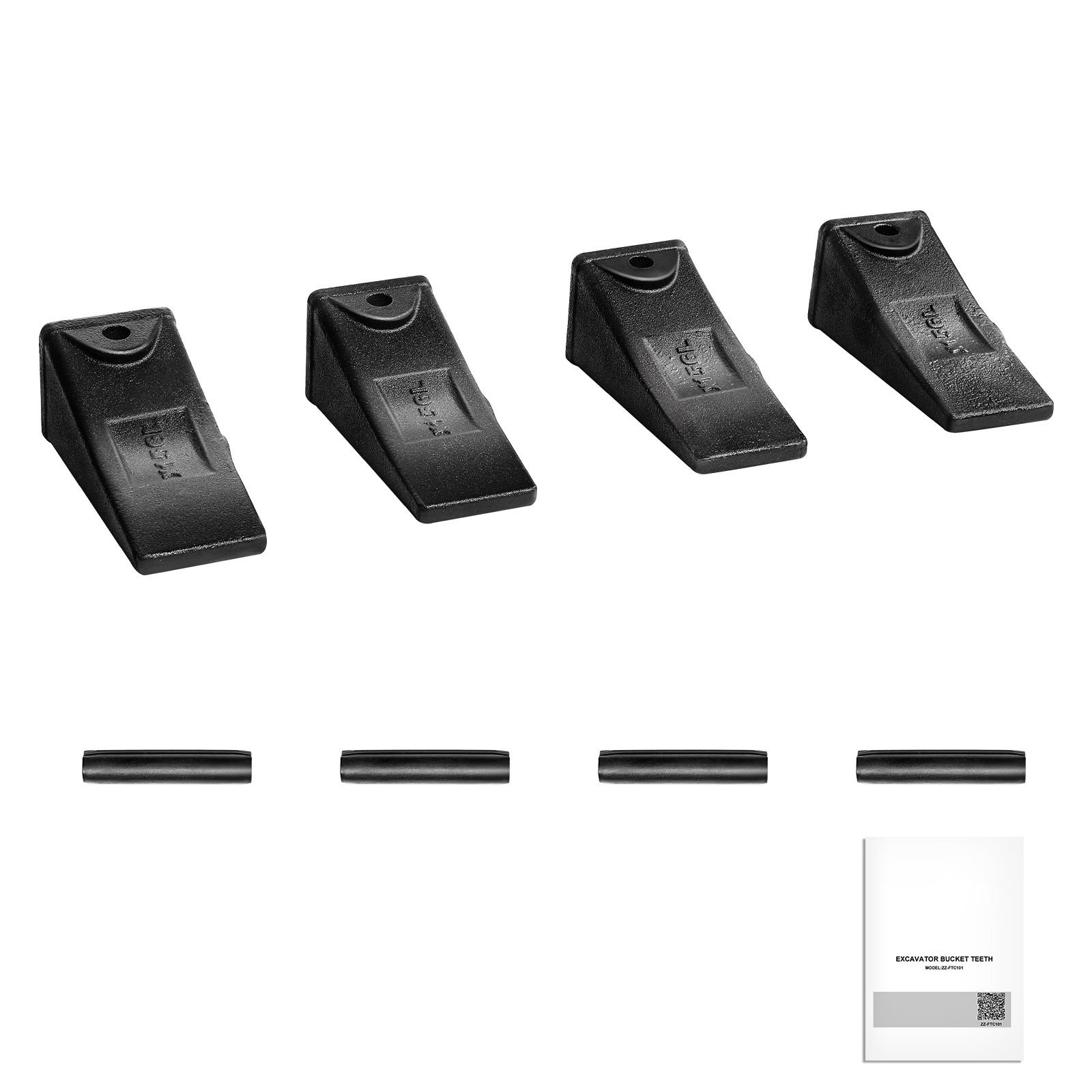 excavator bucket teeth with pins, 4 pack x156l bucket tooth set for smooth & efficient excavation, heavy duty 5.3 in long digging buckets teeth replacement for skid steer & mini excavator