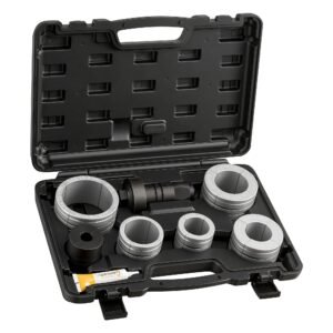 Exhaust Pipe Expander Tool Kit, 1-5/8" to 4-1/4" Exhaust Pipe Stretcher, Muffler Pipes Spreader with 7 Heavy-Duty Collects & Storage Case, Automotive Car Tool Kit for Tailpipes Tubes
