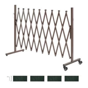 Expandable Barricade, 10FT Expandable Safety Barrier, Flexible Mobile Barricade with Locking Casters, Portable Folding Security Gate Metal Traffic Fence for Patio Garden Stairway