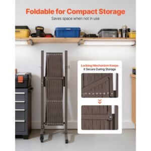 expandable barricade, 10ft expandable safety barrier, flexible mobile barricade with locking casters, portable folding security gate metal traffic fence for patio garden stairway