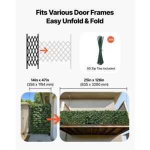 expandable fence privacy screen, 25 x 126 in expand artificial plant wall, realistic artificial ivy panel with 50 zip ties, decorative faux greenery backdrop hedges for balcony patio outdoor