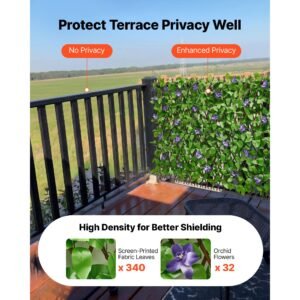 expandable fence privacy screen, 25.5 x 122 in expand artificial plant wall, realistic artificial ivy panel with 50 zip ties, decorative faux greenery backdrop hedges for balcony patio outdoor