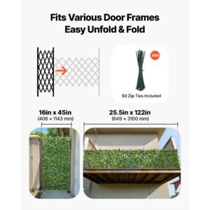 expandable fence privacy screen, 25.5 x 122 in expand artificial plant wall, realistic artificial ivy panel with 50 zip ties, decorative faux greenery backdrop hedges for balcony patio outdoor