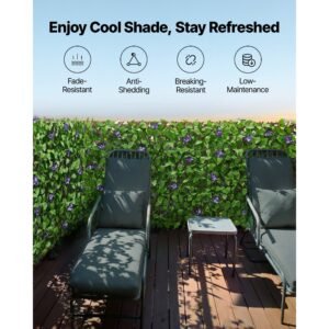 expandable fence privacy screen, 25.5 x 122 in expand artificial plant wall, realistic artificial ivy panel with 50 zip ties, decorative faux greenery backdrop hedges for balcony patio outdoor