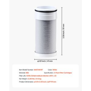 faucet filter replacement, 3 pack water filter cartridge, 5 layer high efficiency filtration, 3 month value and 317 gal lifespan / filter, compatible with models 8807 & 8811 filtration system