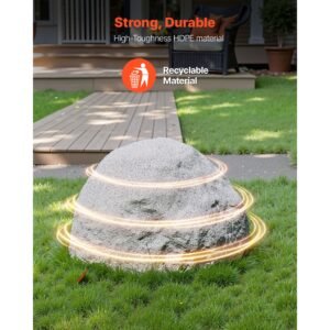 faux rock cover, outdoor fake rock well pump cover, realistic natural texture, lightweight & weather resistant polyresin artificial boulder for landscaping garden yard décor, grey, small size