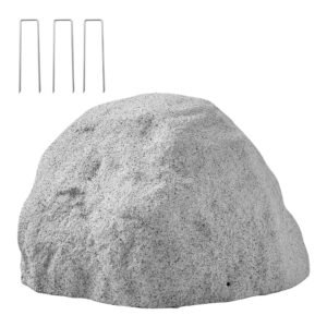 Faux Rock Cover, Outdoor Fake Rock Well Pump Cover, Realistic Natural Texture, Lightweight & Weather-Resistant Polyresin Artificial Boulder for Landscaping Garden Yard Décor, Grey, Small Size