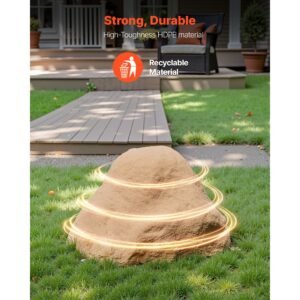faux rock cover, outdoor fake rock well pump cover, realistic natural texture, lightweight & weather resistant polyresin artificial boulder for landscaping garden yard décor, sand, small size