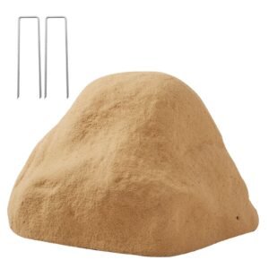 Faux Rock Cover, Outdoor Fake Rock Well Pump Cover, Realistic Natural Texture, Lightweight & Weather-Resistant Polyresin Artificial Boulder for Landscaping Garden Yard Décor, Sand, Small Size