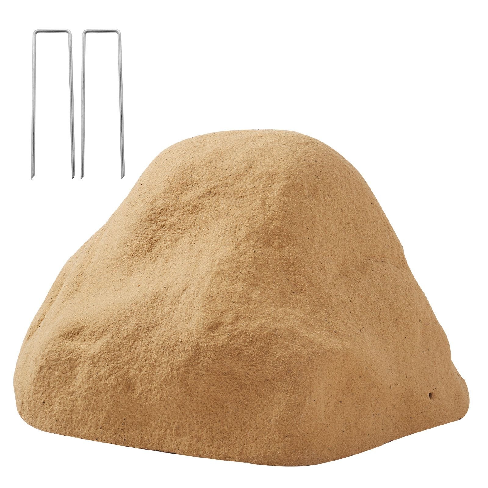 faux rock cover, outdoor fake rock well pump cover, realistic natural texture, lightweight & weather resistant polyresin artificial boulder for landscaping garden yard décor, sand, small size