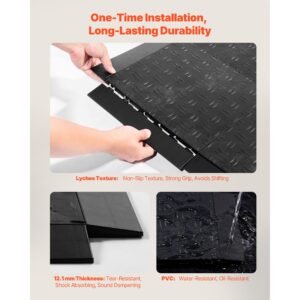 female garage floors transition edge kit, 15 pcs sturdy pp interlocking modular garage floor edging slip resistant, easy assembly compatible only with upgraded 6 lock garage mats, black