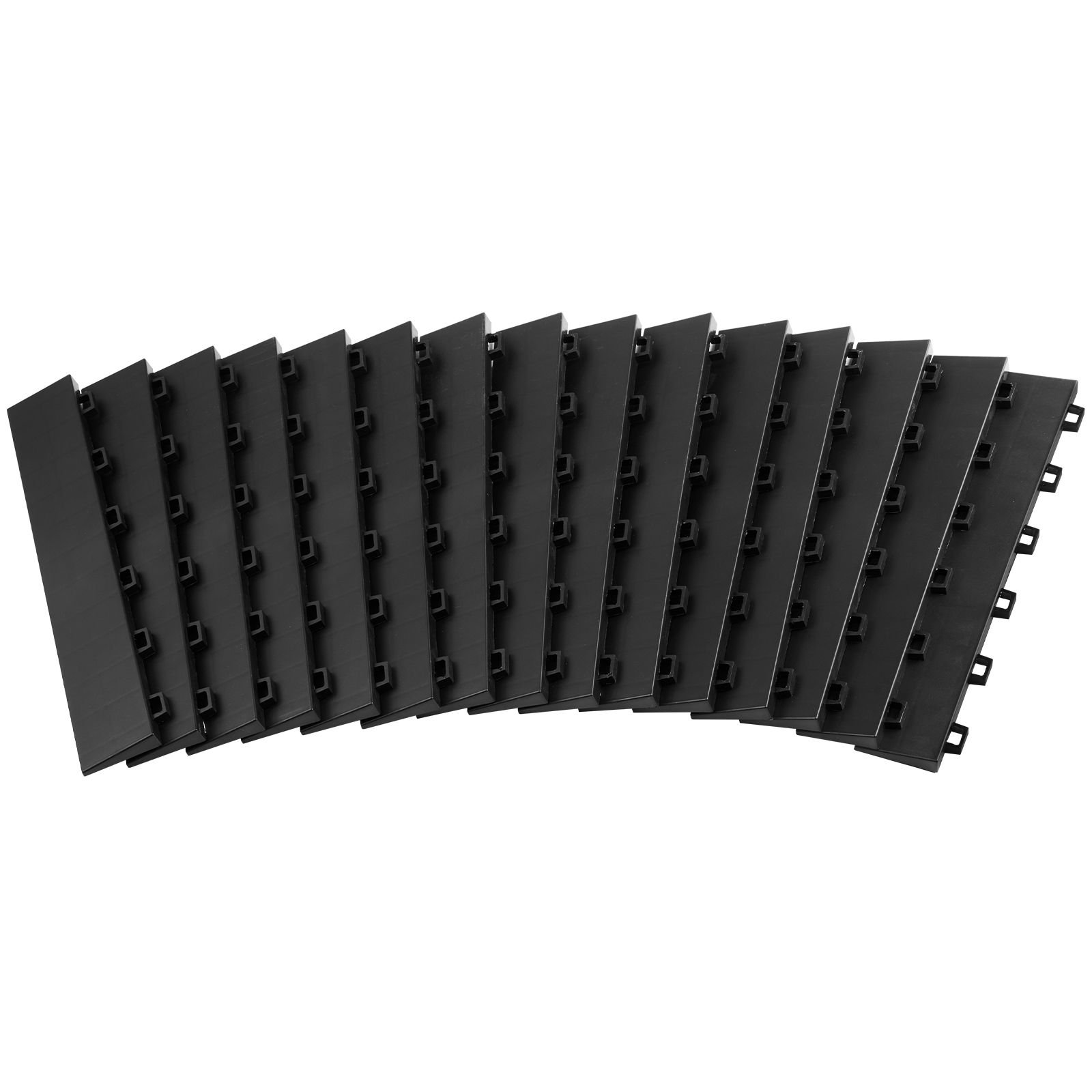 female garage floors transition edge kit, 15 pcs sturdy pp interlocking modular garage floor edging slip resistant, easy assembly compatible only with upgraded 6 lock garage mats, black