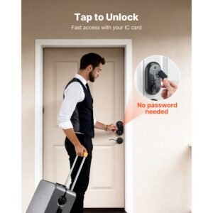 fingerprint door lock set, electronic biometric deadbolt keyless entry door lock with handle, touchscreen, auto locking, one time code, anti peeking password, ic cards, for home, matte black