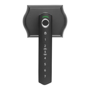 Fingerprint Door Lock Set, Electronic Biometric Knob Keyless Entry Door Lock with Handle, Auto Locking, One-Time Code, Anti-Peeking Password, Easy Installation, for Home, Apartment, Matte Black
