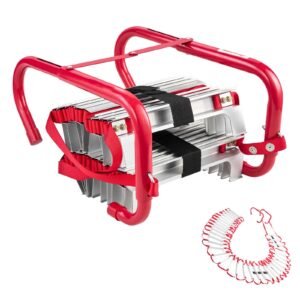 Fire Escape Ladder, 5-6 Story 50FT Retractable Emergency Fire Ladder, Lightweight Aluminum Alloy Safety Escape Ladders with Sturdy Polyester Strap, Anti-Slip & Wide Rungs, 1000LBS Max Loading