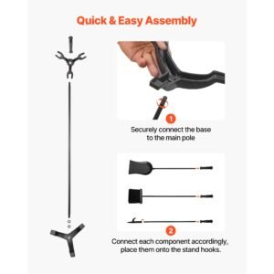 fireplace tool set, 4 pcs fire tool set and holder with three prong stand, ash shovel, brush, fire place poker, wrought iron fireplace accessories for campfire indoor/outdoor, black