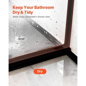 fixed glass shower panel, 34 x 73.6 in full framed fixed shower screen, 5/16 in thick clear tempered glass door with bottom seal strip and hardware, easy to clean, for bathroom, matte black