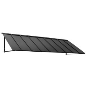 fixed metal awning 104 x 36 in, window awning door canopy, stable triangle steel frame awnings for doors exterior rain, snow & sunlight protection for door entrance, windows, porches, balconies