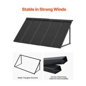 fixed metal awning 56 x 24 in, window awning door canopy, stable triangle steel frame awnings for doors exterior rain, and snow sunlight protection for door entrance, windows, porches, balconies