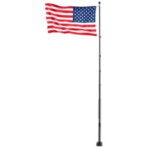 Flag Pole, 20ft Heavy Duty Telescopic Flagpole Kit with Mounting Base for Vehicles, Extra Thick Outdoor Aluminum Flagpole Kit with 3x5 American Flag for Sedans, Pickups, RVs, Food Trucks, Black