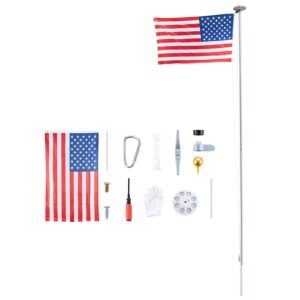 Flag Pole, 25ft Heavy Duty Sectional Flagpole Kit with 136 LED Solar Light for Outside House In Ground, Outdoor Aluminum Flagpole with 3x5 American Flag for Yard, Residential, Commercial, Silver