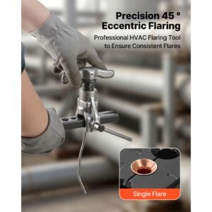 flaring tool hvac, 45° eccentric single flaring tool for 3/16" 3/4" copper aluminum tubes, copper pipe flare tool kit for refrigeration air conditioner repair toolbox included