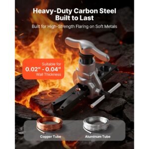 flaring tool hvac, 45° eccentric single flaring tool for 3/16" 3/4" copper aluminum tubes, copper pipe flare tool kit for refrigeration air conditioner repair toolbox included
