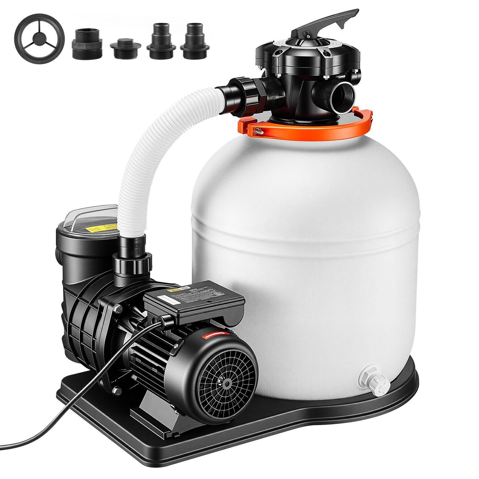 flashpure sand filter pump, 16 in for above ground pool, 1 hp 4400 gph, swimming pool filter system with timer, 6x faster filtration with media installed, leak resistant, ready to use out of box