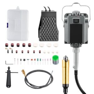 Flex Shaft Grinder, 1000W 30000RPM Electric Flex Shaft Rotary Tool, Foot-Pedal Control Hanging Carver Grinder with 74PCS Accessory Kit for Sanding Buffing Polishing Cutting