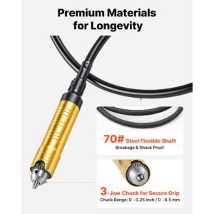 flex shaft grinder, 1000w 30000rpm electric flex shaft rotary tool, foot pedal control hanging carver grinder with 74pcs accessory kit for sanding buffing polishing cutting